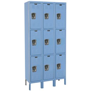 Employee Locker 12x18x72 Trpl Tr, 3 Wide Blue
